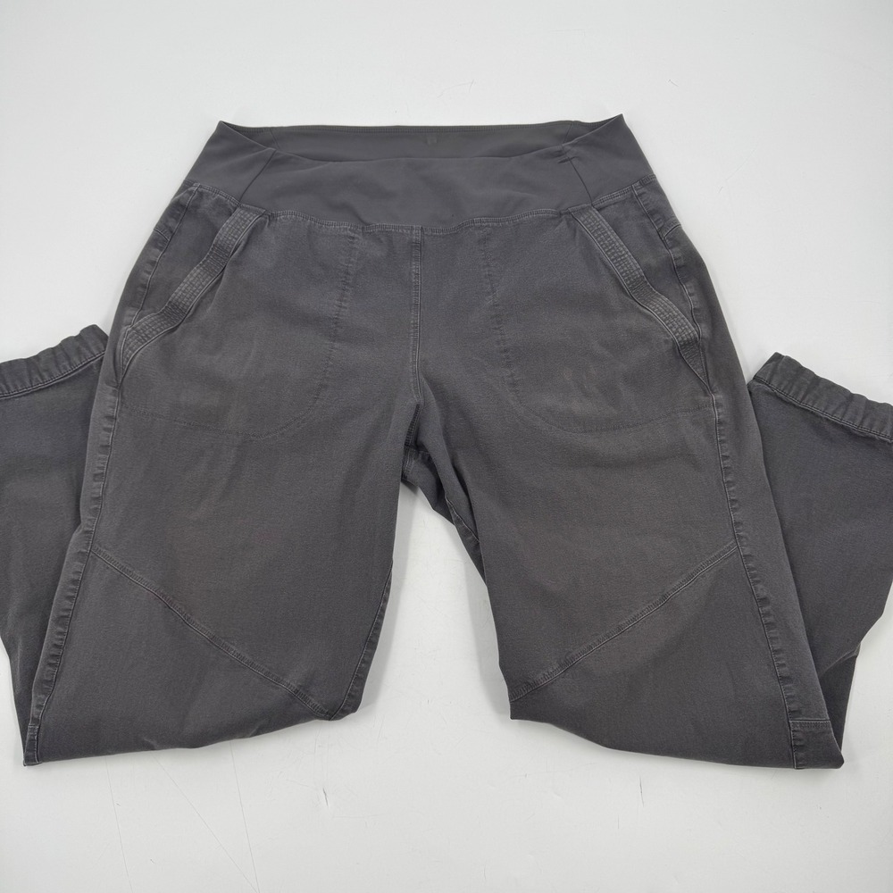 Patagonia Women's Gray Utility Pants Size 14 Elastic Waist Cropped Snap Ankle